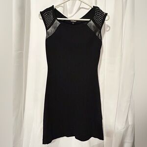 Express Black Mini Dress with Studded and leather Accents